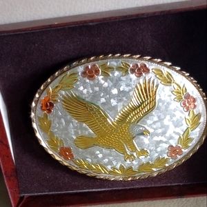 Vintage Tricolored Eagle Western Belt Buckle